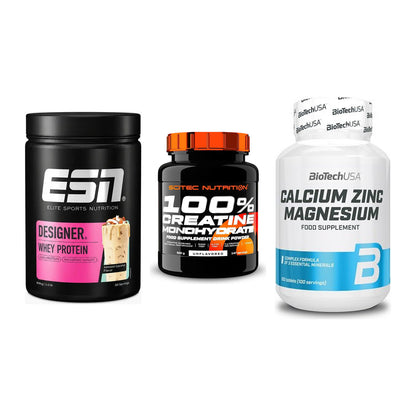 Einsteiger-Set: ESN Designer + Scitec Creatine + BioTech Calcium – alle enthaltenen Artikel