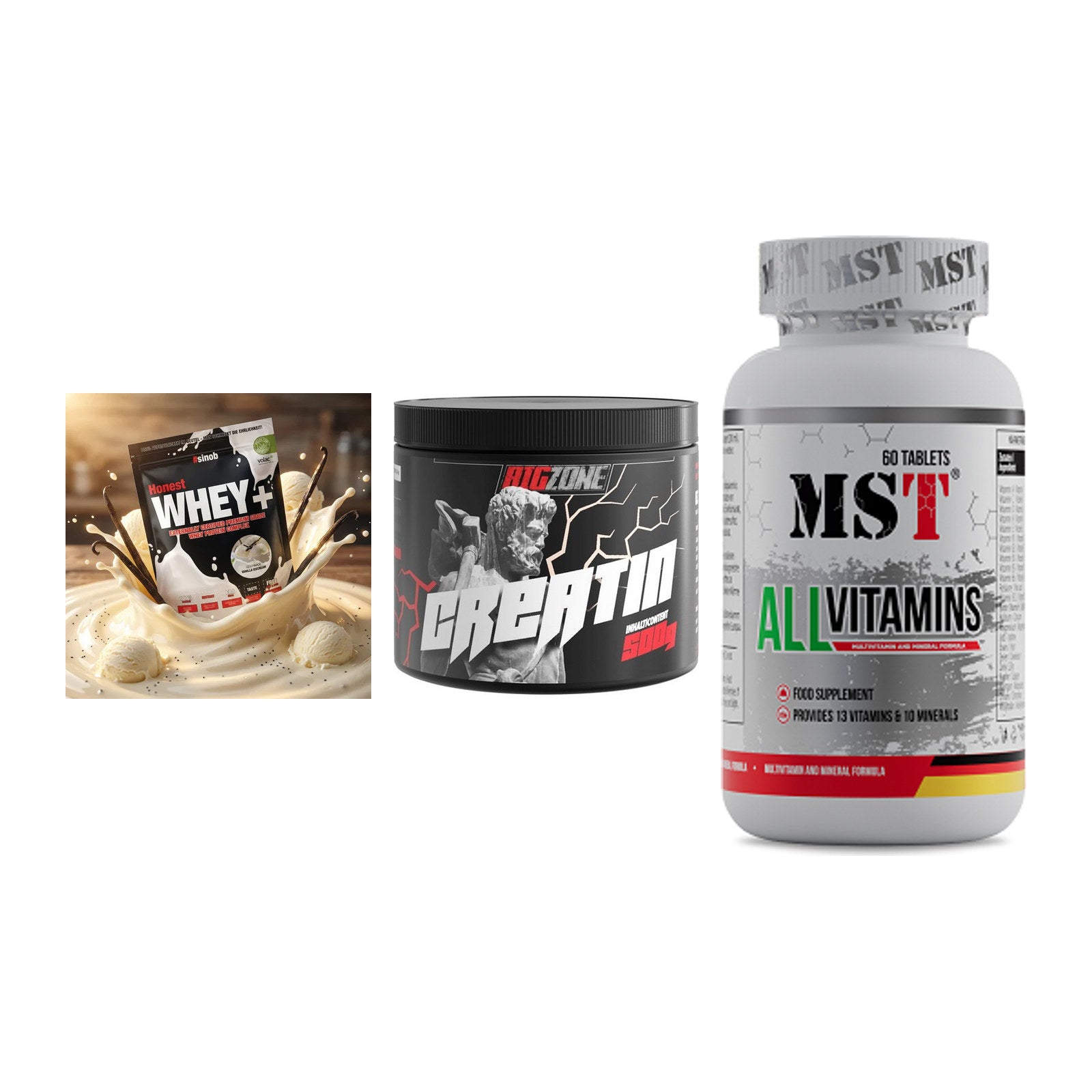 Einsteiger-Set: Sinob Honest + Big Zone Creatin + MST All Vitamins – alle enthaltenen Artikel