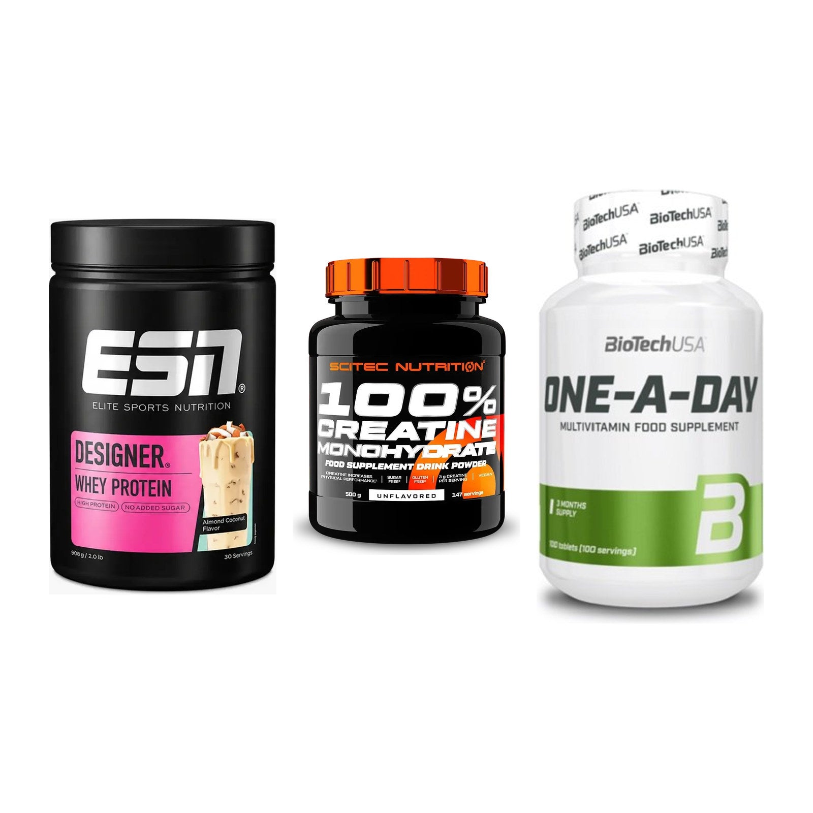 Einsteiger-Set: ESN Designer + Scitec Creatine + BioTech One A – alle enthaltenen Artikel