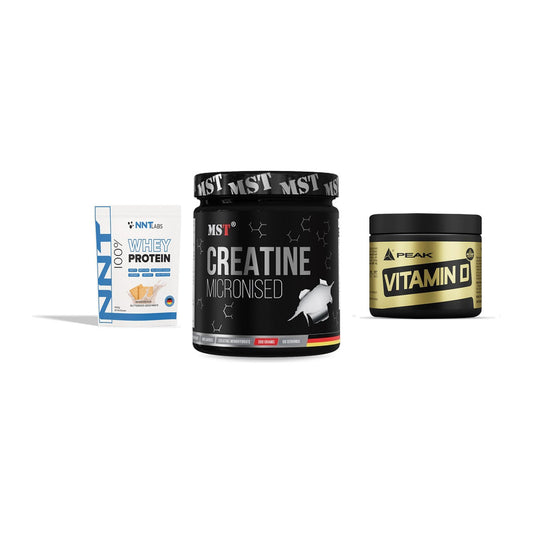 Einsteiger-Set: NNT Whey + MST Creatin + Peak Vitamin D – alle enthaltenen Artikel