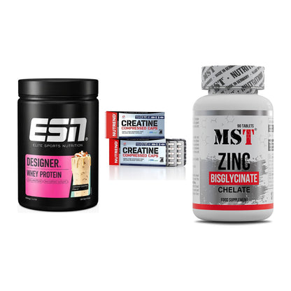 Einsteiger-Set: ESN Designer + Nutrend Creatine + MST Zinc Chelate – alle enthaltenen Artikel