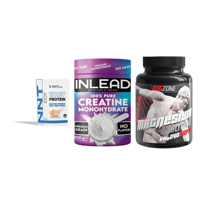 Einsteiger-Set: NNT Whey + INLEAD Creatine + Big Zone Magnesi – alle enthaltenen Artikel