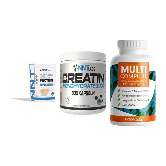 Einsteiger-Set: NNT Whey + NNT Creatin 1000 + ProFuel MULTI – alle enthaltenen Artikel