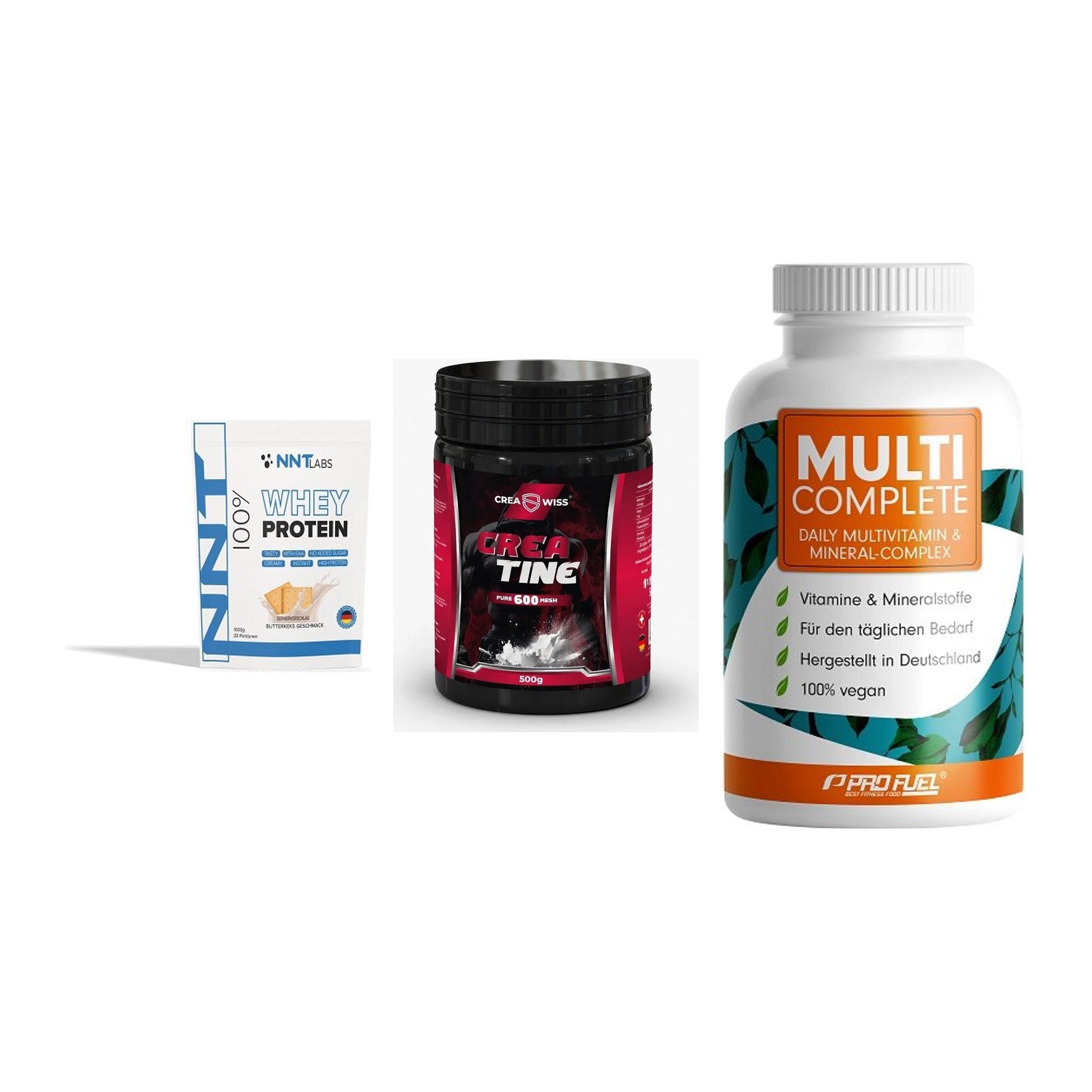 Einsteiger-Set: NNT Whey + CREASWISS + ProFuel MULTI – alle enthaltenen Artikel