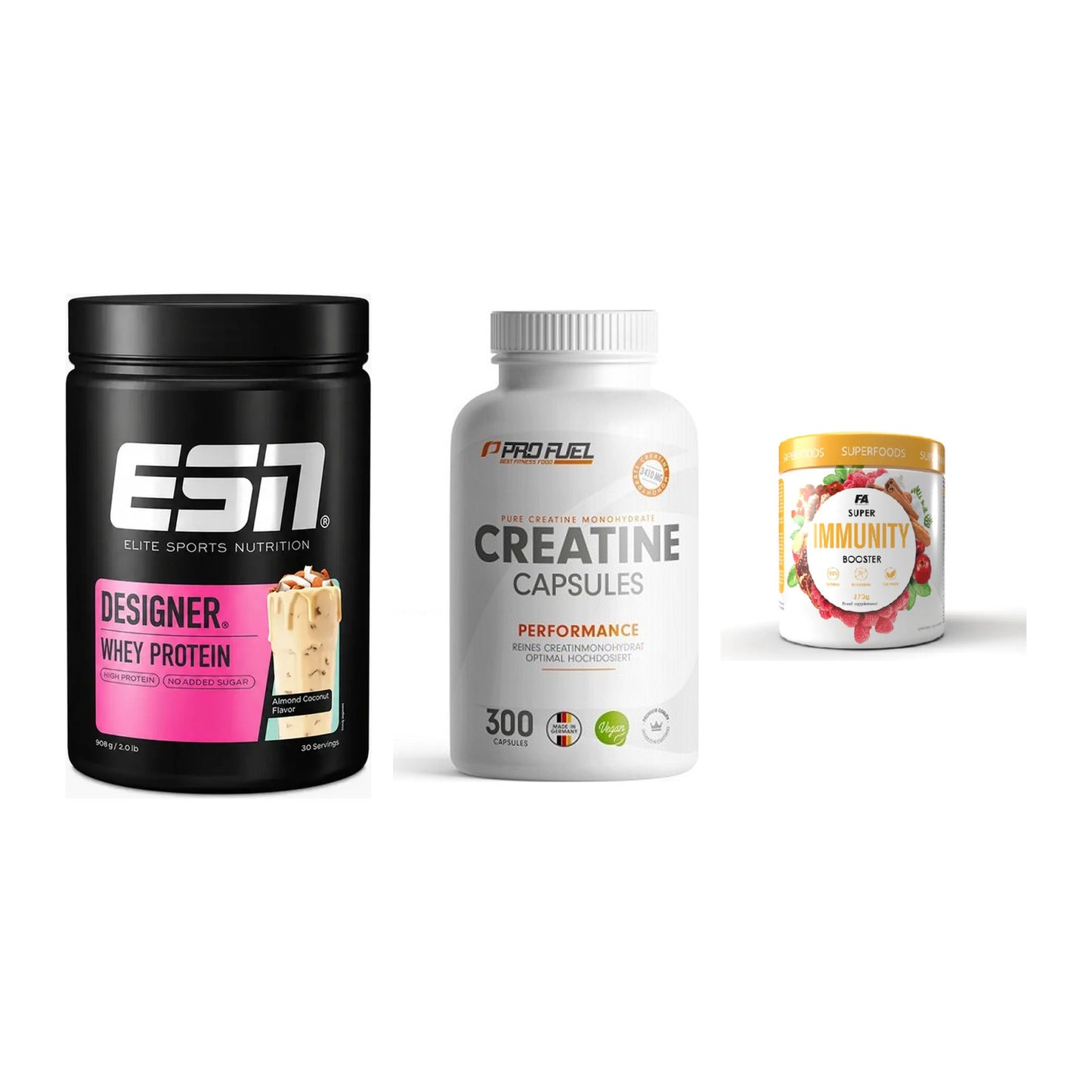 Einsteiger-Set: ESN Designer + ProFuel Creatine + FA Nutrition – alle enthaltenen Artikel