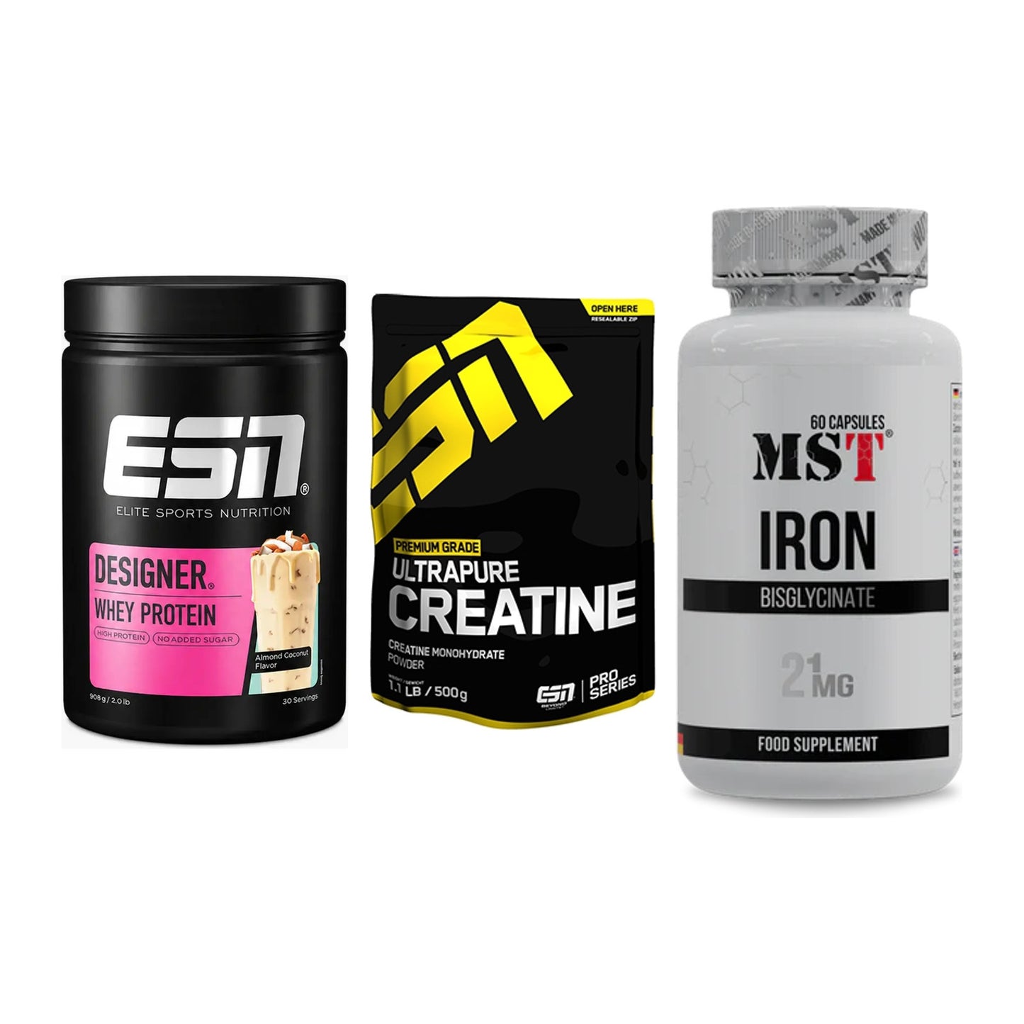 Einsteiger-Set: ESN Designer + ESN Ultrapure + MST Iron Bisglyc – alle enthaltenen Artikel