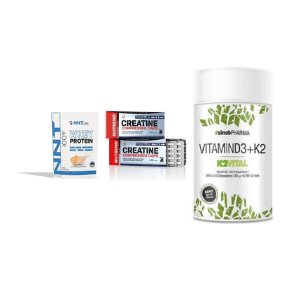 Einsteiger-Set: NNT Whey + Nutrend Creatine + Sinob Vitamin D3 – alle enthaltenen Artikel