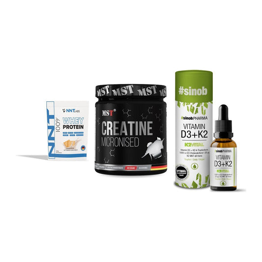 Einsteiger-Set: NNT Whey + MST Creatin + Sinob Vitamin D3 – alle enthaltenen Artikel