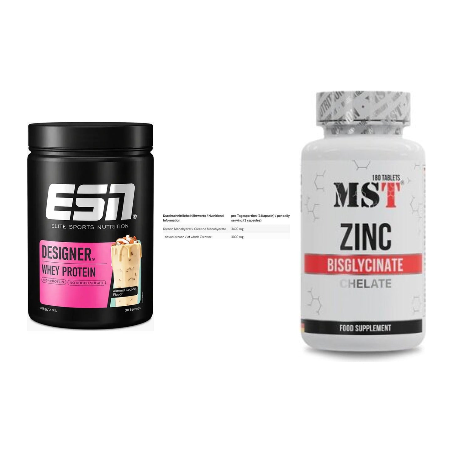 Einsteiger-Set: ESN Designer + INLEAD Creatine + MST Zinc Chelate – alle enthaltenen Artikel