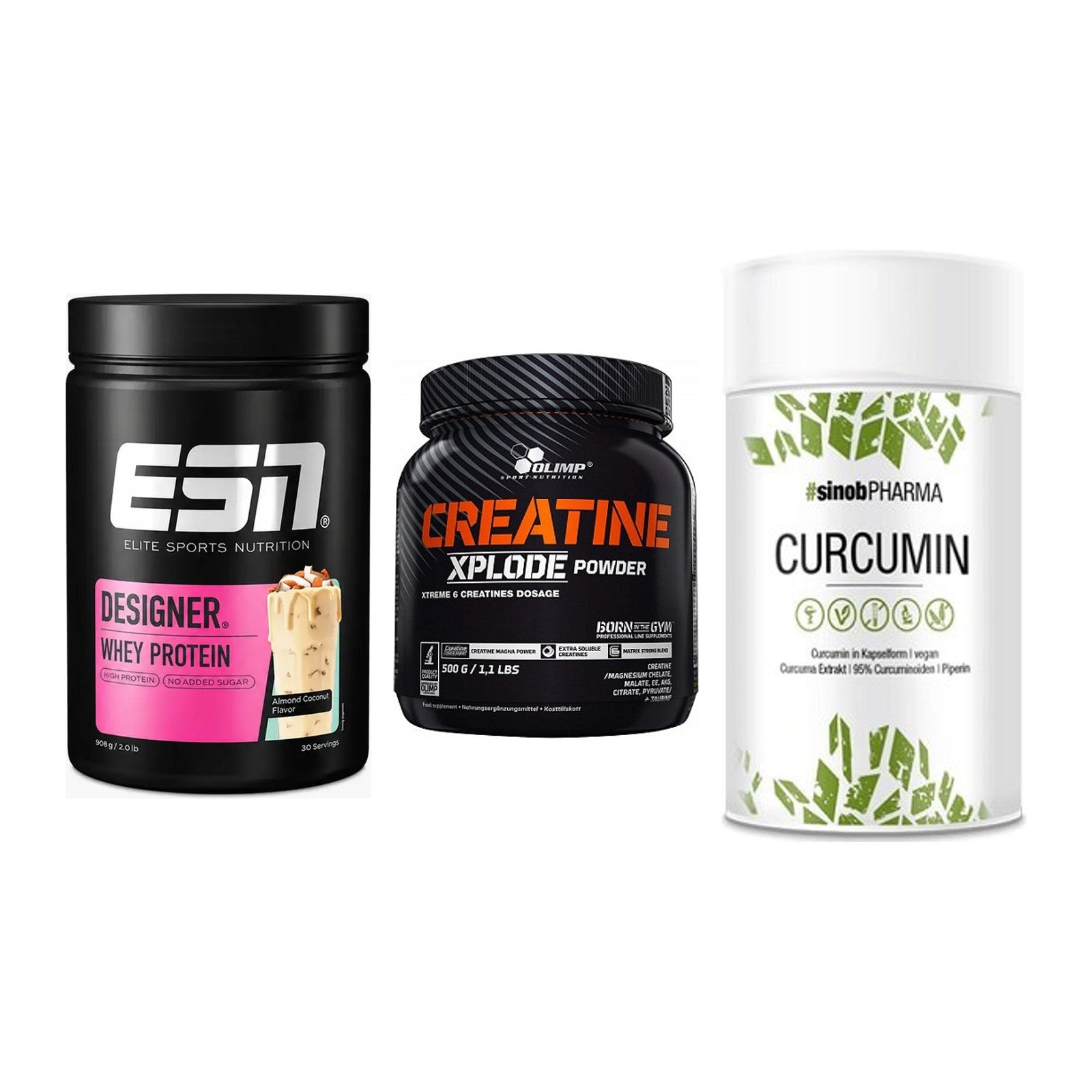 Einsteiger-Set: ESN Designer + Olimp Creatine + Sinob Curcumin – alle enthaltenen Artikel