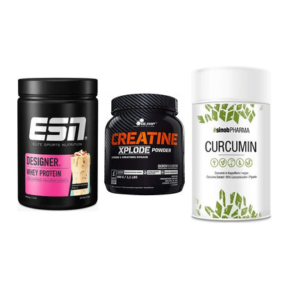 Einsteiger-Set: ESN Designer + Olimp Creatine + Sinob Curcumin – alle enthaltenen Artikel