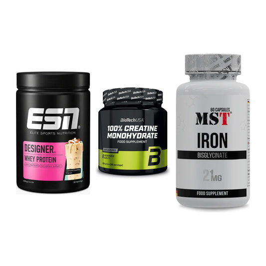 Einsteiger-Set: ESN Designer + BioTech Creatine + MST Iron Bisglyc – alle enthaltenen Artikel