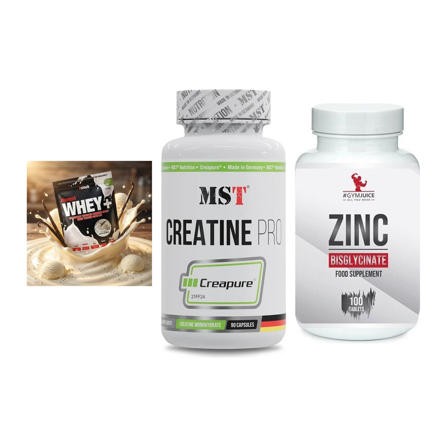 Einsteiger-Set: Sinob Honest + MST Creatine Pro + #GYMJUICE ZINC – alle enthaltenen Artikel
