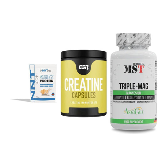 Einsteiger-Set: NNT Whey + ESN Ultrapure Creatine + MST Tripple Mag – alle enthaltenen Artikel