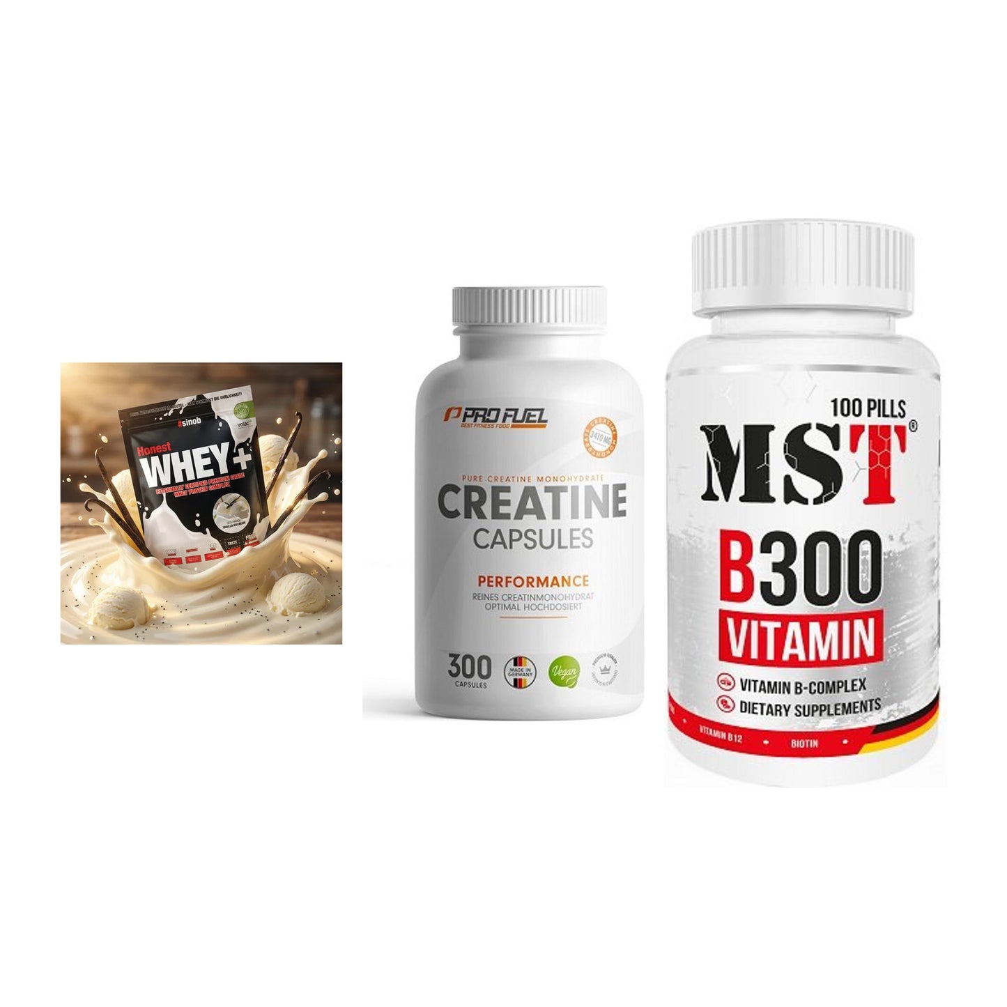Einsteiger-Set: Sinob Honest + ProFuel Creatine + MST B300 B-Compl – alle enthaltenen Artikel