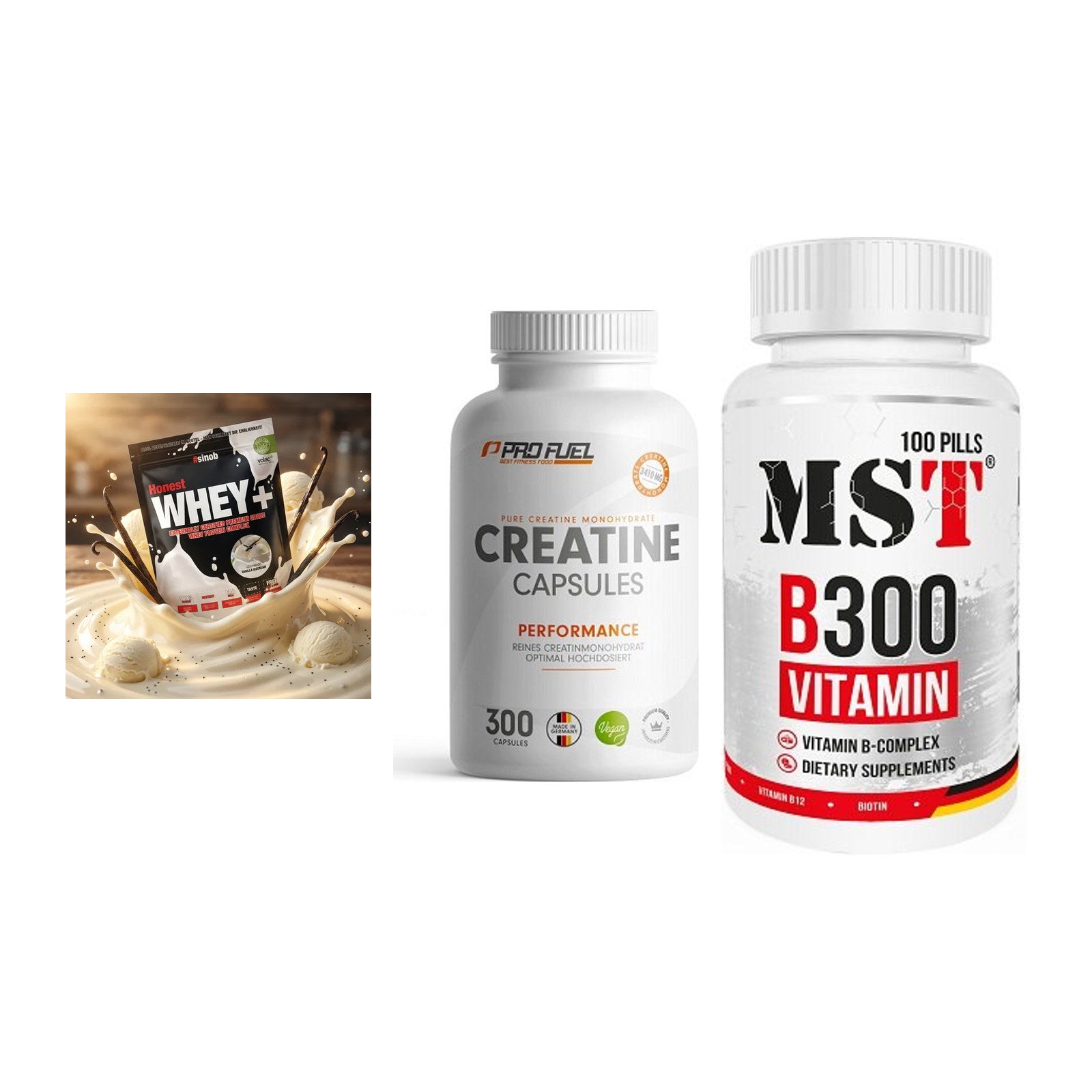 Einsteiger-Set: Sinob Honest + ProFuel Creatine + MST B300 B-Compl – alle enthaltenen Artikel