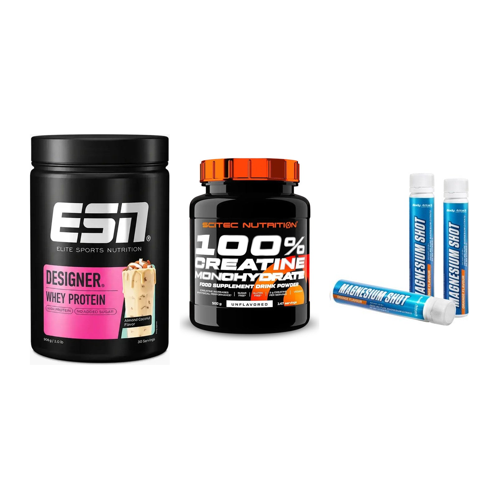 Einsteiger-Set: ESN Designer + Scitec Creatine + Body Attack – alle enthaltenen Artikel