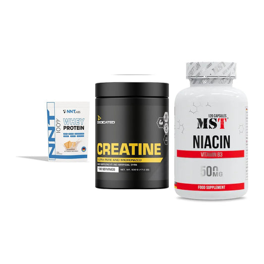Einsteiger-Set: NNT Whey + Dedicated Creatine + MST Niacin – alle enthaltenen Artikel