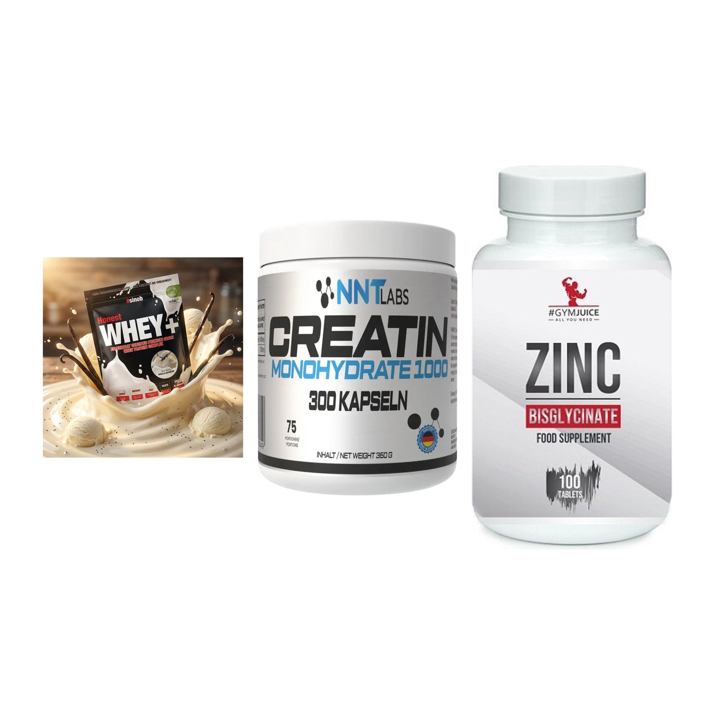 Einsteiger-Set: Sinob Honest + NNT Creatin 1000 + #GYMJUICE ZINC – alle enthaltenen Artikel