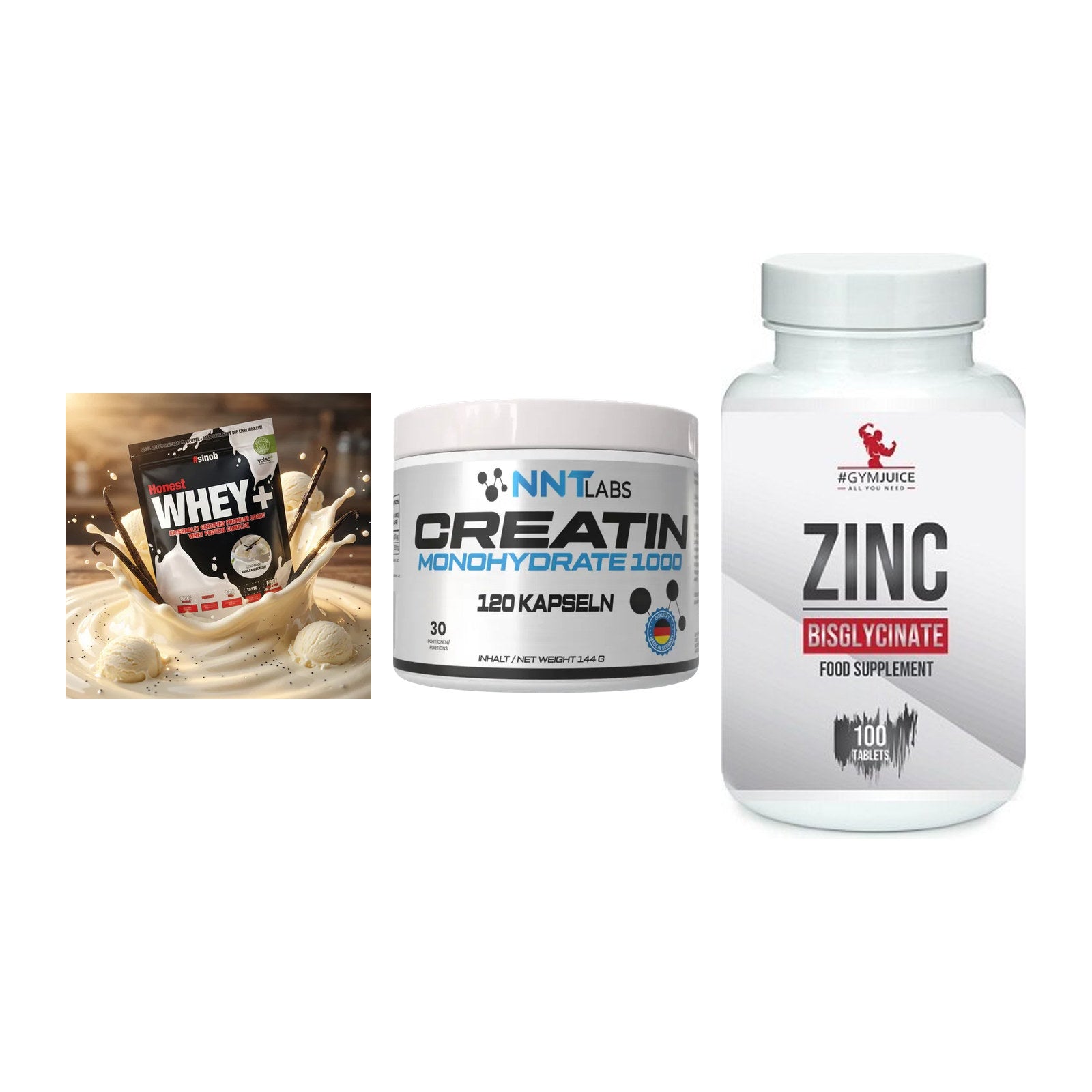 Einsteiger-Set: Sinob Honest + NNT Creatin 1000 + #GYMJUICE ZINC – alle enthaltenen Artikel