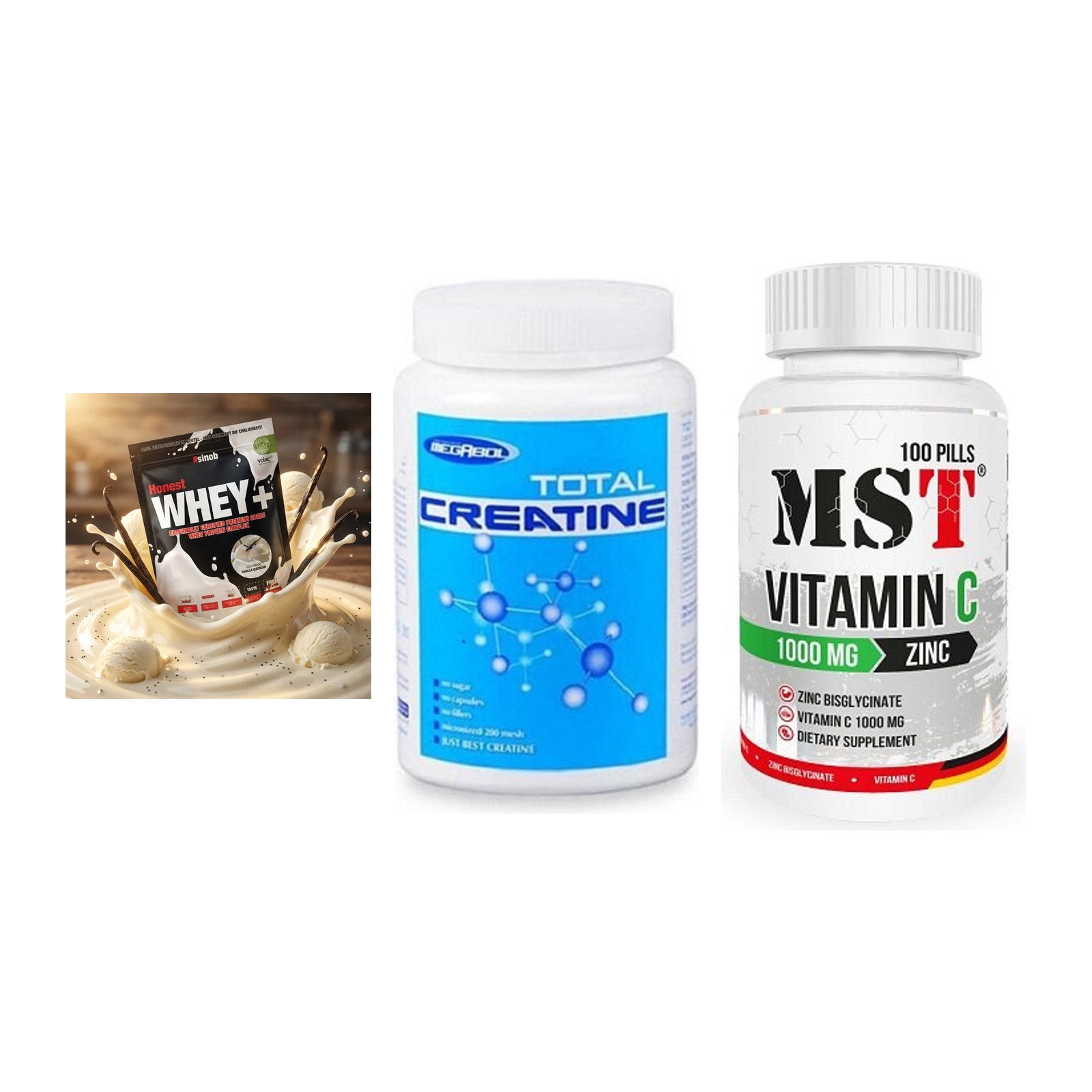 Einsteiger-Set: Sinob Honest + Megabol Total + MST Vitamin C – alle enthaltenen Artikel