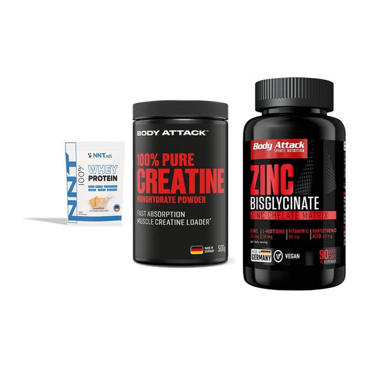 Einsteiger-Set: NNT Whey + Body Attack 100% + Body Attack Zink – alle enthaltenen Artikel