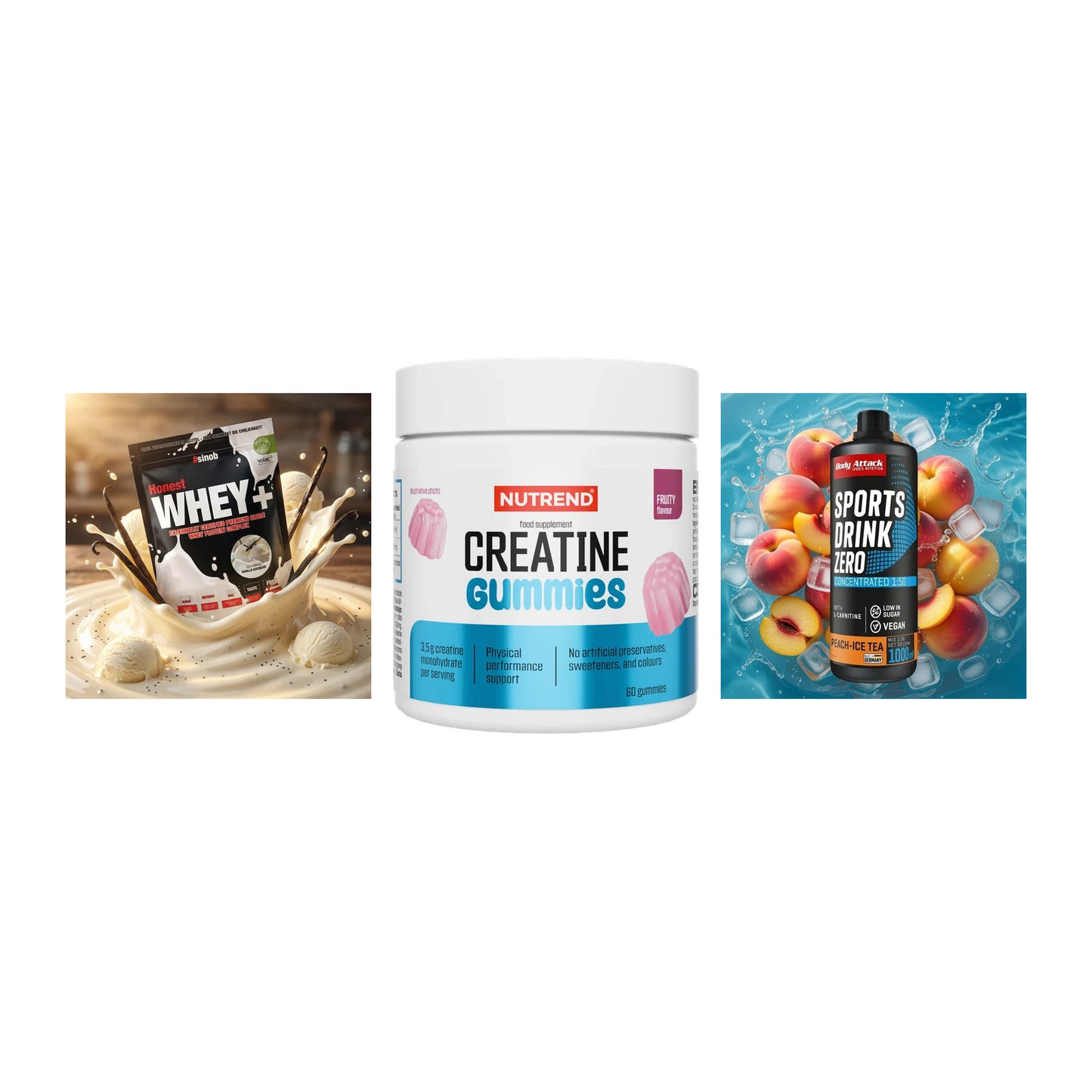 Einsteiger-Set: Sinob Honest + Nutrend Creatine + Body Attack – alle enthaltenen Artikel