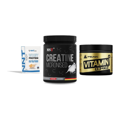 Einsteiger-Set: NNT Whey + MST Creatin + Peak Vitamin – alle enthaltenen Artikel