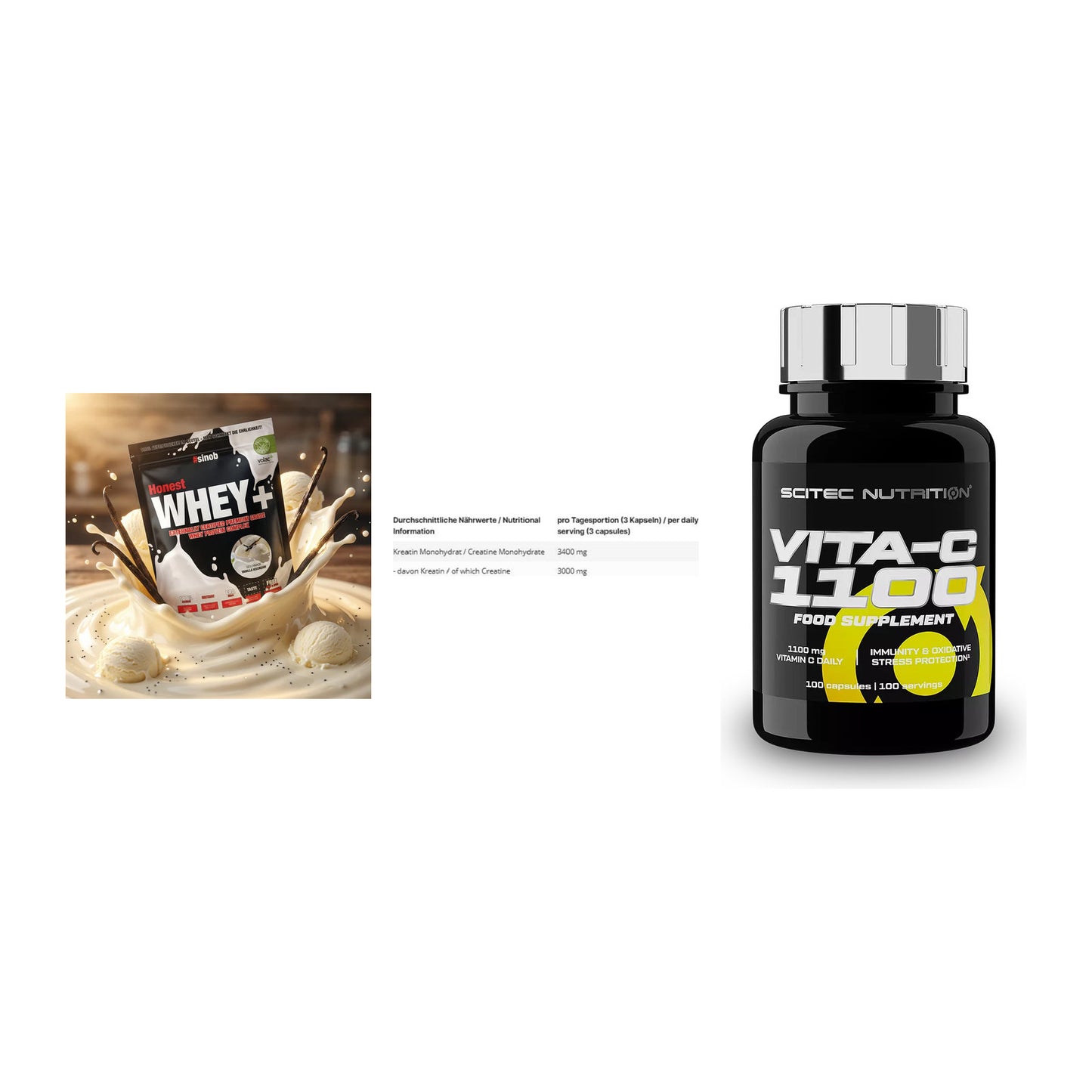 Einsteiger-Set: Sinob Honest + INLEAD Creatine + Scitec Vitamin C – alle enthaltenen Artikel