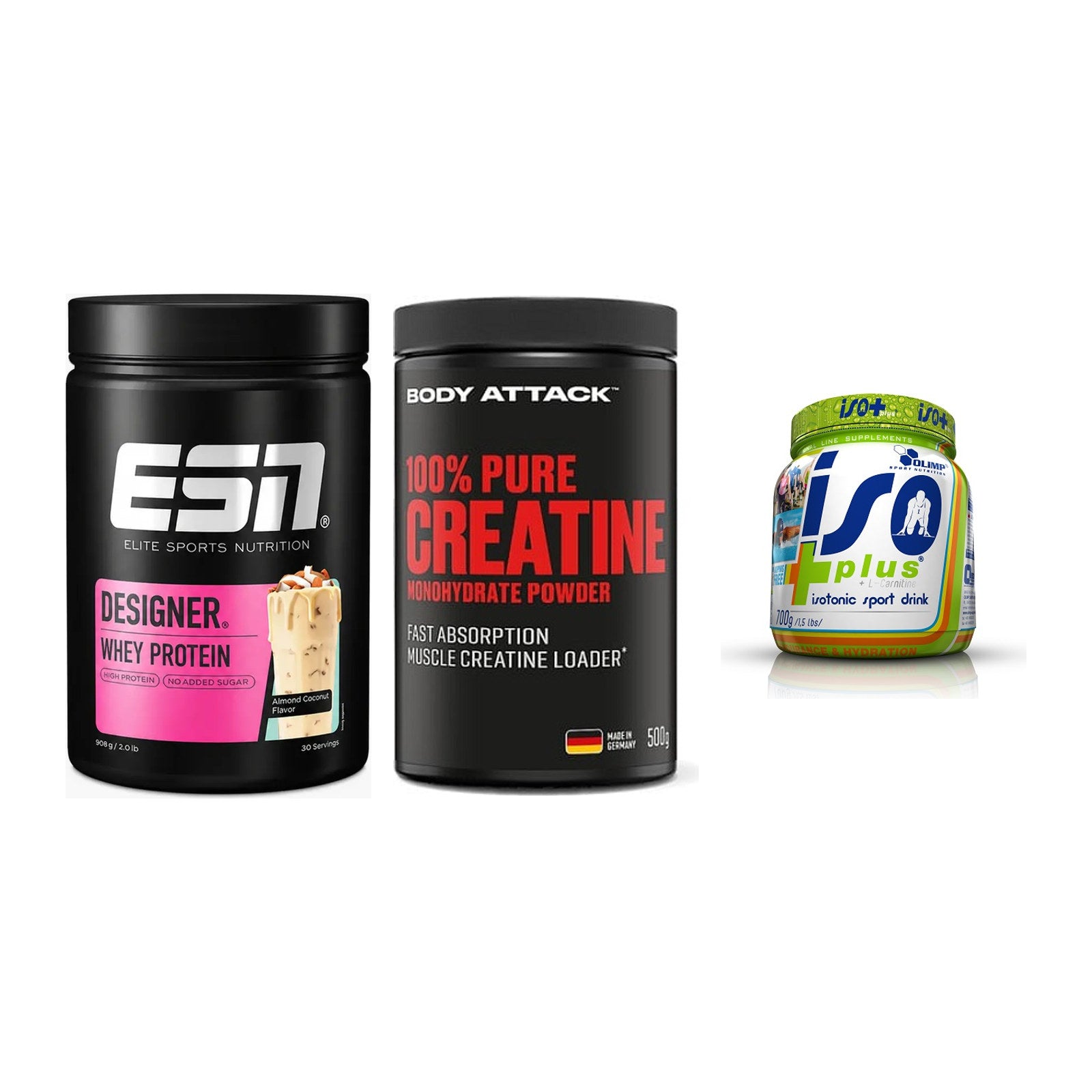 Einsteiger-Set: ESN Designer + Body Attack 100% + Olimp Iso Plus – alle enthaltenen Artikel