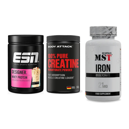 Einsteiger-Set: ESN Designer + Body Attack 100% + MST Iron Bisglyc – alle enthaltenen Artikel