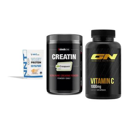 Einsteiger-Set: NNT Whey + Sinob Creatin + GN Vitamin C – alle enthaltenen Artikel