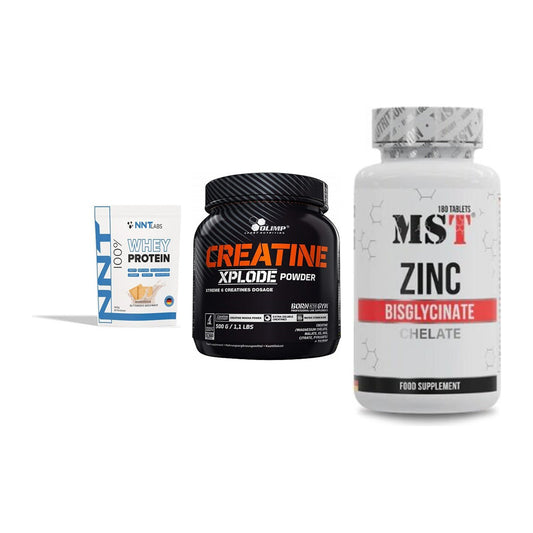 Einsteiger-Set: NNT Whey + Olimp Creatine + MST Zinc Chelate – alle enthaltenen Artikel