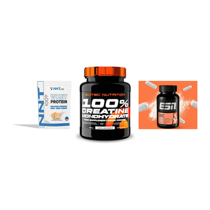 Einsteiger-Set: NNT Whey + Scitec Creatine Monohydrate + ESN Zinc – alle enthaltenen Artikel