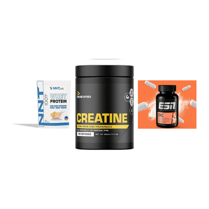 Einsteiger-Set: NNT Whey + Dedicated Creatine + ESN Zinc – alle enthaltenen Artikel