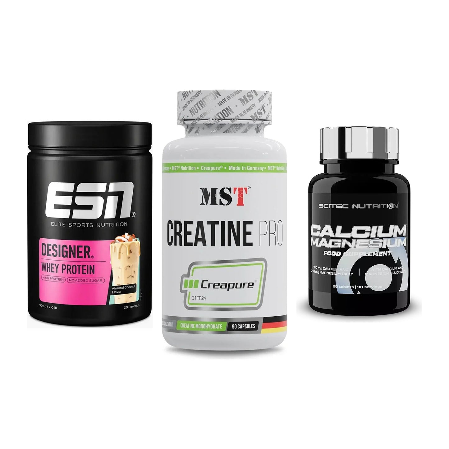Einsteiger-Set: ESN Designer + MST Creatine Pro + Scitec Calcium – alle enthaltenen Artikel