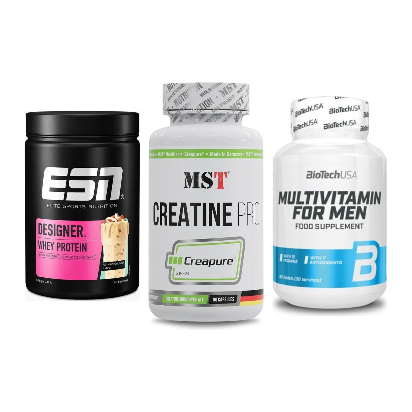 Einsteiger-Set: ESN Designer + MST Creatine Pro + BioTech Multivit – alle enthaltenen Artikel