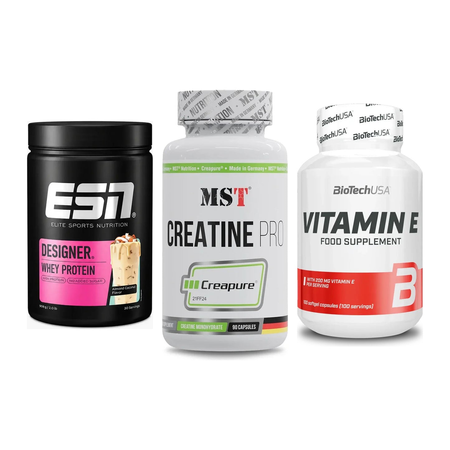 Einsteiger-Set: ESN Designer + MST Creatine Pro + BioTech Vitamin – alle enthaltenen Artikel