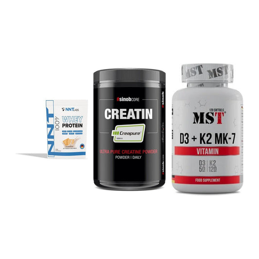 Einsteiger-Set: NNT Whey + Sinob Creatin + MST Vitamin D3 – alle enthaltenen Artikel