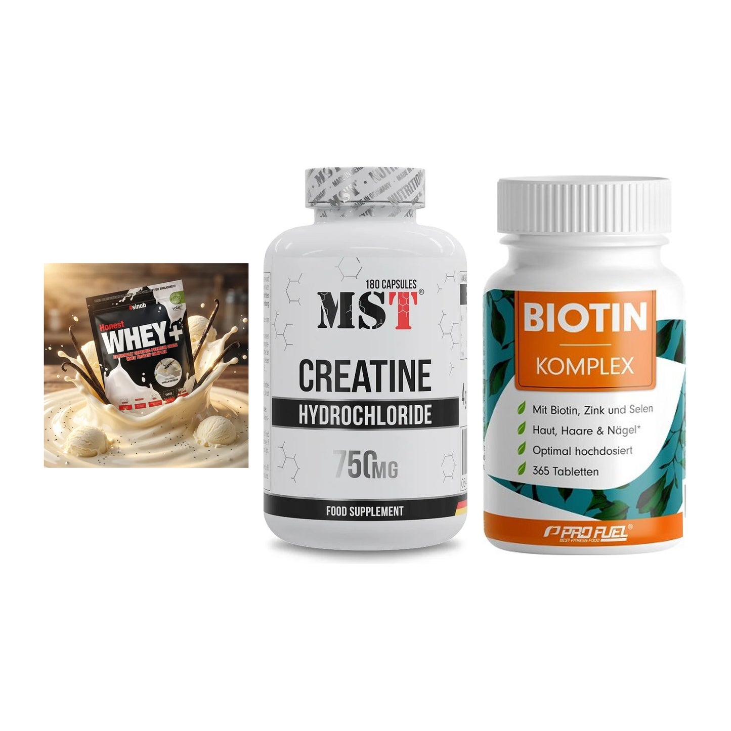 Einsteiger-Set: Sinob Honest + MST Creatine HCL + ProFuel BIOTIN – alle enthaltenen Artikel