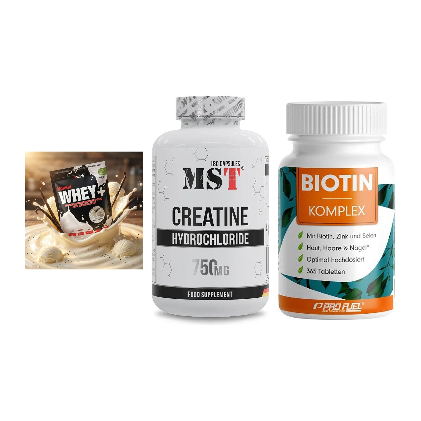 Einsteiger-Set: Sinob Honest + MST Creatine HCL + ProFuel BIOTIN – alle enthaltenen Artikel