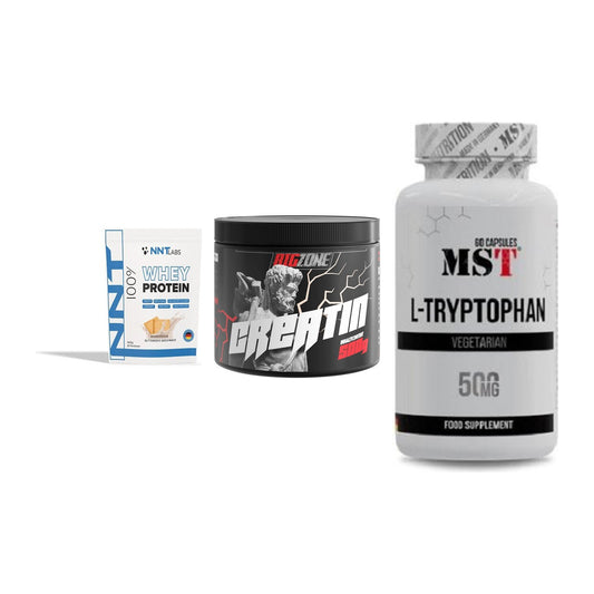 Einsteiger-Set: NNT Whey + Big Zone Creatin + MST Tryptophan 500mg – alle enthaltenen Artikel