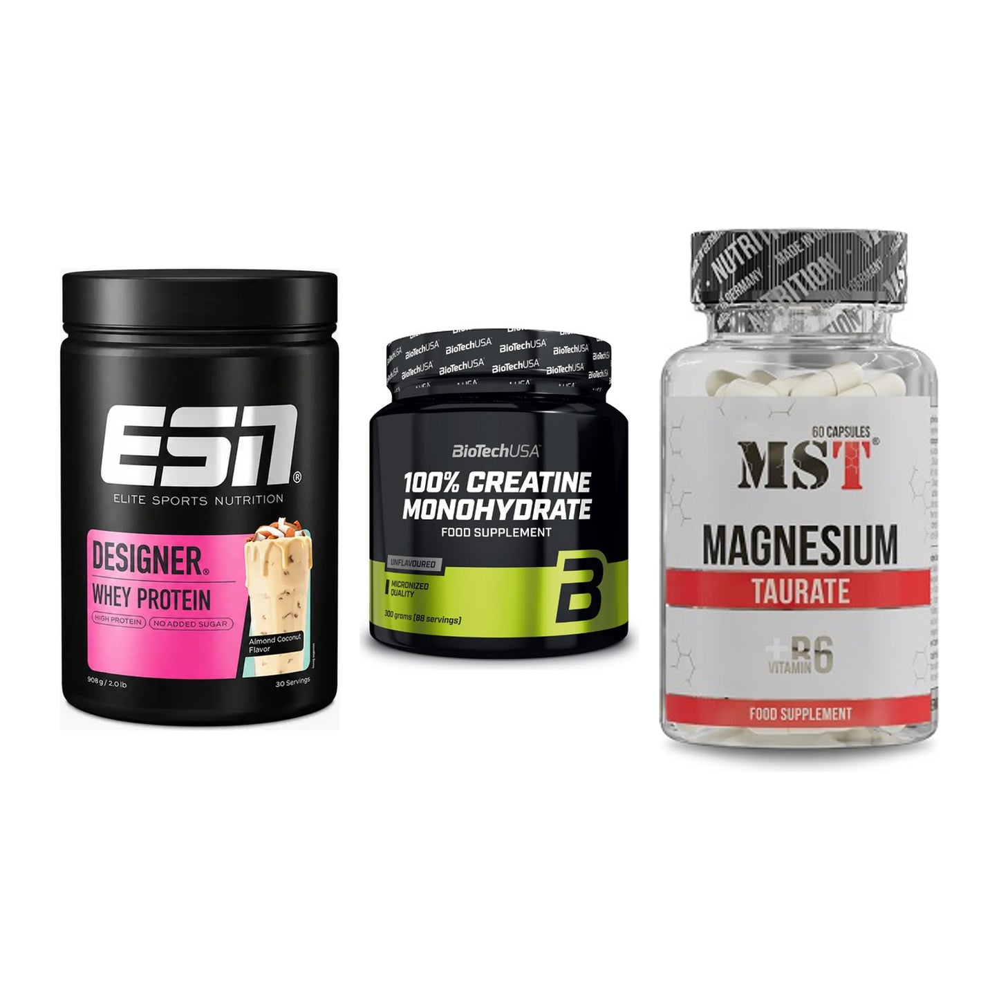 Einsteiger-Set: ESN Designer + BioTech Creatine + MST Magnesium – alle enthaltenen Artikel