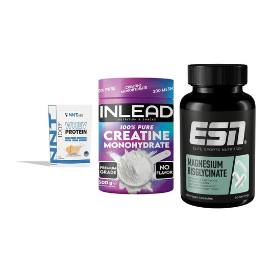 Einsteiger-Set: NNT Whey + INLEAD Creatine + ESN Magnesium – alle enthaltenen Artikel