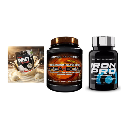 Einsteiger-Set: Sinob Honest + Scitec Crea-Bomb + Scitec Iron Pro – alle enthaltenen Artikel
