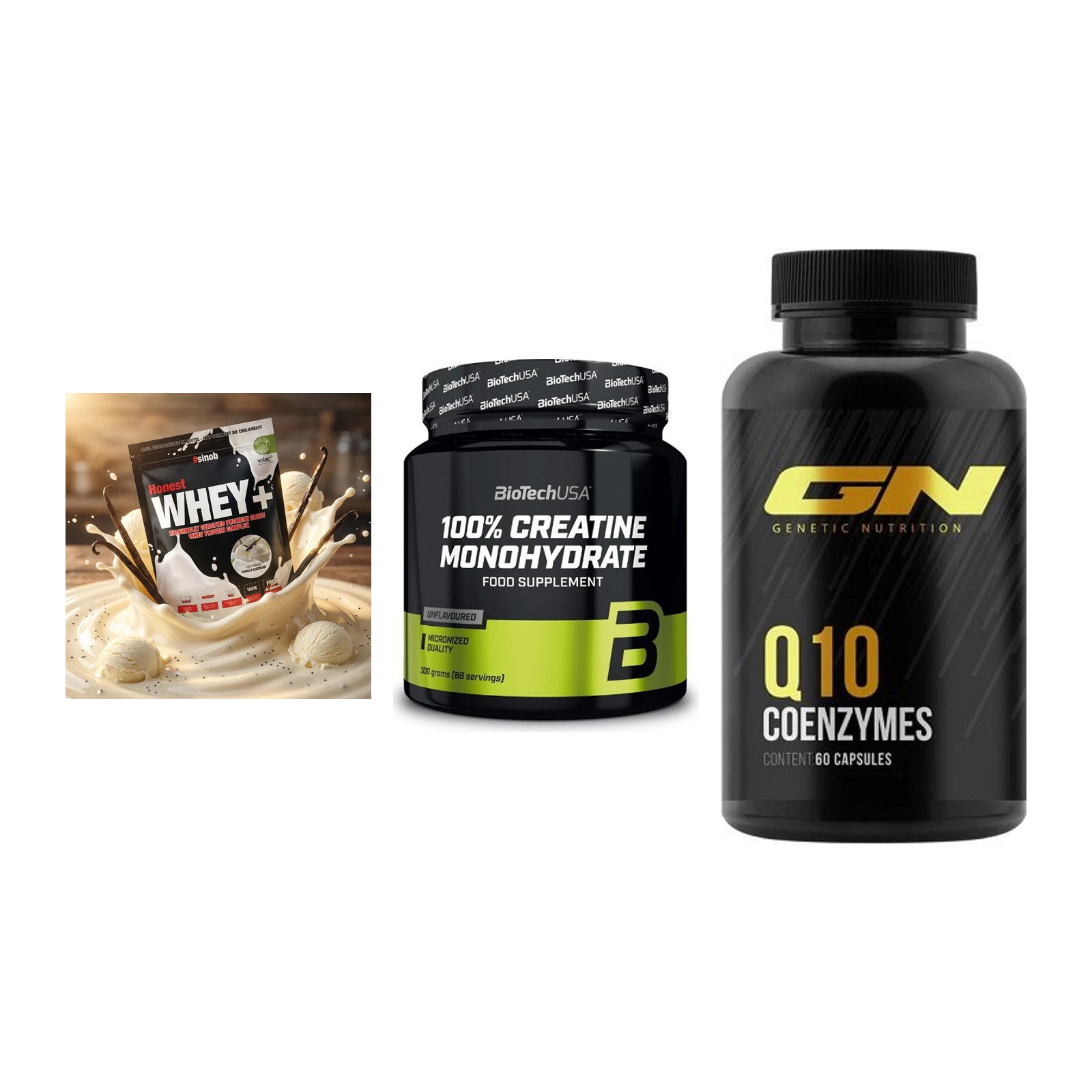 Einsteiger-Set: Sinob Honest + BioTech Creatine + GN Q10 Health – alle enthaltenen Artikel