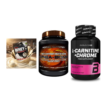 Einsteiger-Set: Sinob Honest + Scitec Crea-Bomb + BioTech L-Carnit – alle enthaltenen Artikel