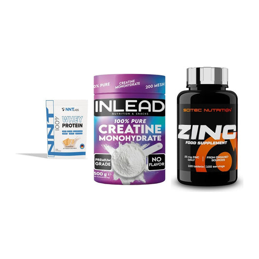 Einsteiger-Set: NNT Whey + INLEAD Creatine Monohydrate + Scitec Zinc – alle enthaltenen Artikel