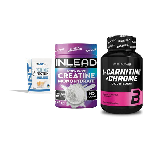 Einsteiger-Set: NNT Whey + INLEAD Creatine + BioTech L-Carnit – alle enthaltenen Artikel
