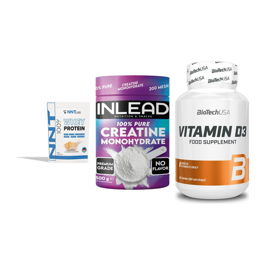 Einsteiger-Set: NNT Whey + INLEAD Creatine + BioTech Vitamin – alle enthaltenen Artikel